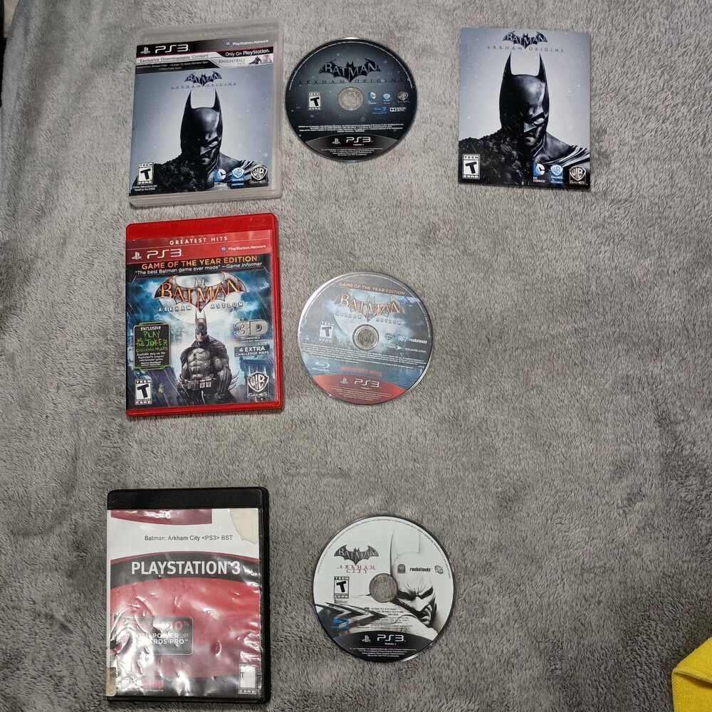 Batman 3 Games Lot Trilogy Arkham Origins W/ Manual Asylum City PlayStation PS3